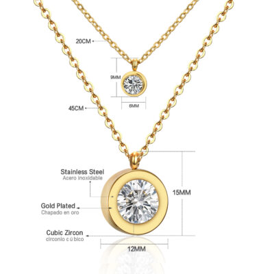 Double Layer Halo Crystal Necklace