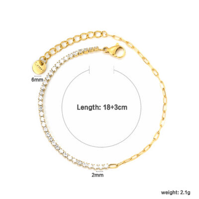 2P2A0491- Half Tennis Chain Gold Bracelet