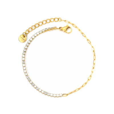 Axora Half Tennis Chain Gold Bracelet Half Tennis Chain Gold Bracelet