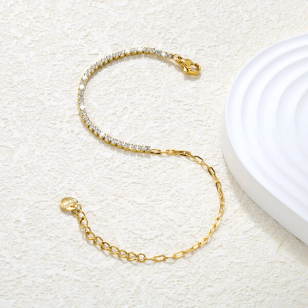 Half Tennis Chain Gold Bracelet
