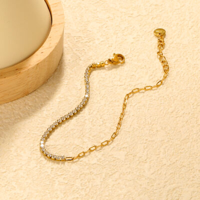 2P2A0795 Half Tennis Chain Gold Bracelet