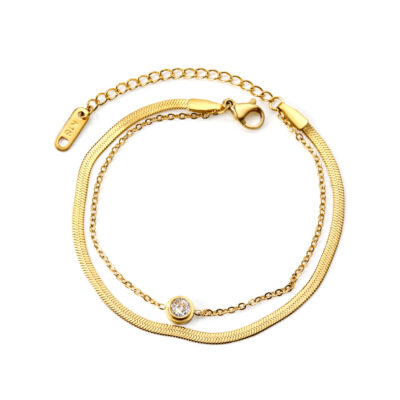 2P2A1338 Double Layer Snake Chain Bracelet