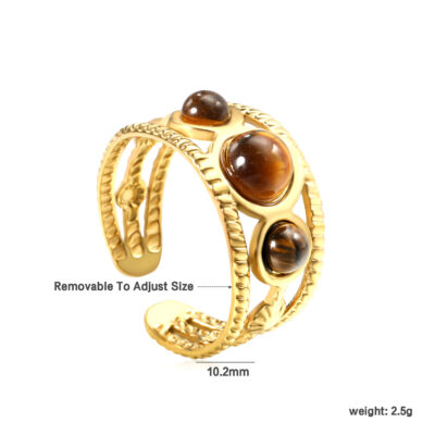 Tiger Eye Adjustable Ring