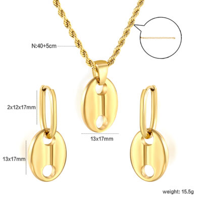 Gold Oval Link Jewelry Set