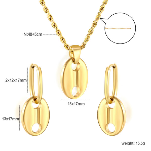 Gold Oval Link Jewelry Set