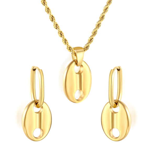 Gold Oval Link Jewelry Set