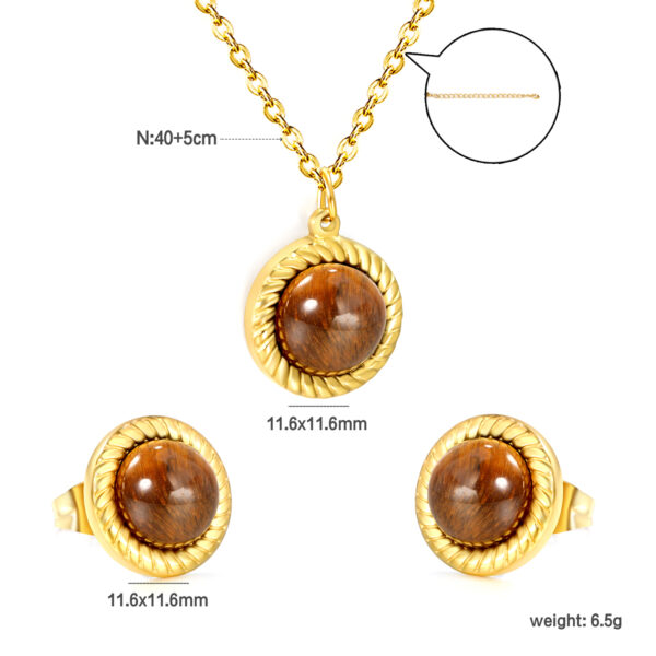 2P2A2265- Tiger Eye Round Medallion Jewelry Set