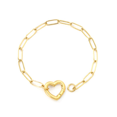 Heart Clasp Paperclip Bracelet