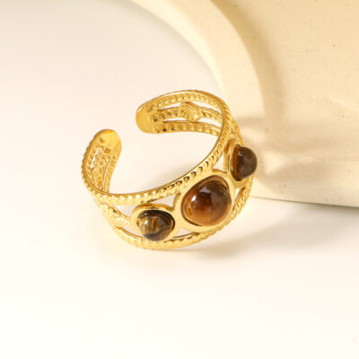 Tiger Eye Adjustable Ring