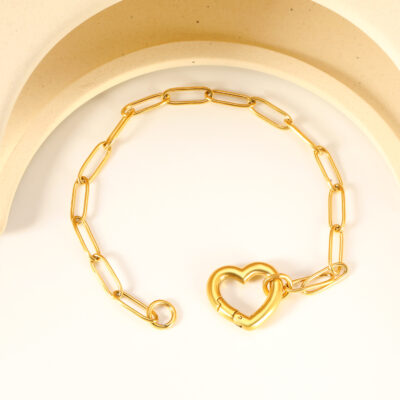 Heart Clasp Paperclip Bracelet