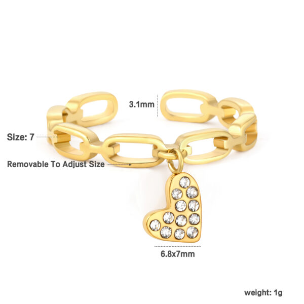 Chain Heart Charm Ring