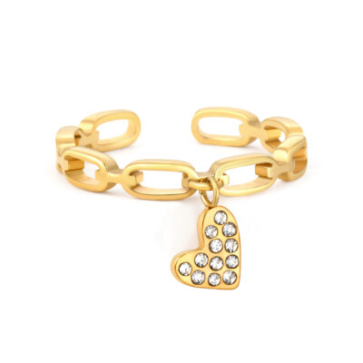 Chain Heart Charm Ring