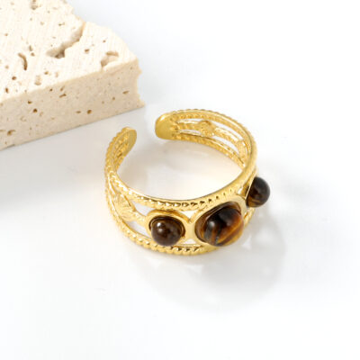 Tiger Eye Adjustable Ring