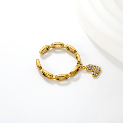 Chain Heart Charm Ring