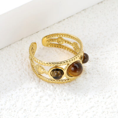 Tiger Eye Adjustable Ring