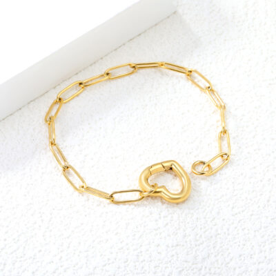 Heart Clasp Paperclip Bracelet