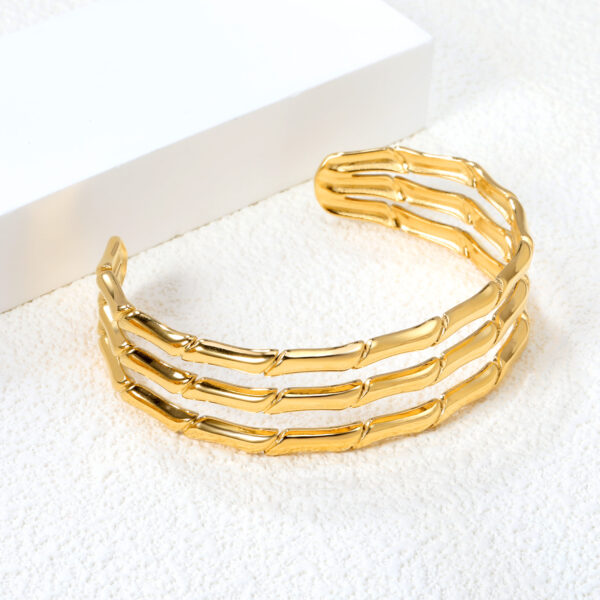 2P2A3568 Triple Row Bamboo Cuff Bracelet