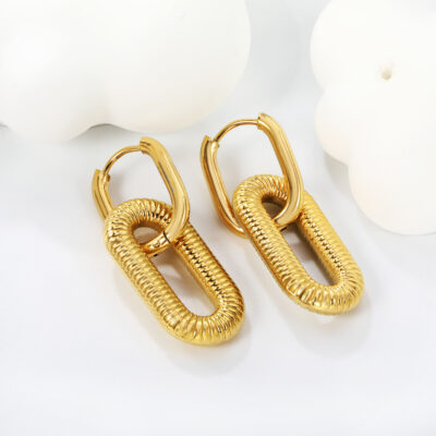 Textured Link Drop Earrings