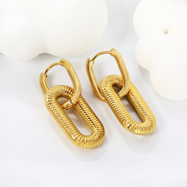 Axora Textured Link Drop Earrings Textured Link Drop Earrings