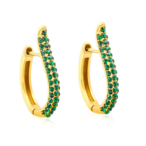 Green Stone Hoop Earrings