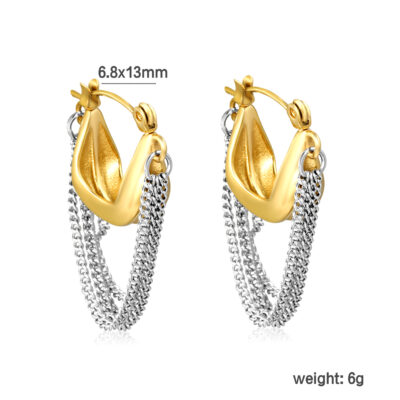 Gold & Silver Chain Hoop Earrings