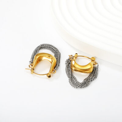 Gold & Silver Chain Hoop Earrings