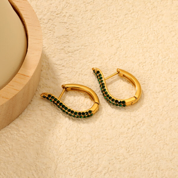 Green Stone Hoop Earrings