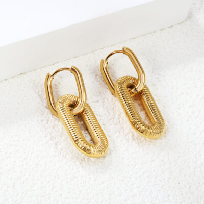 Textured Link Drop Earrings