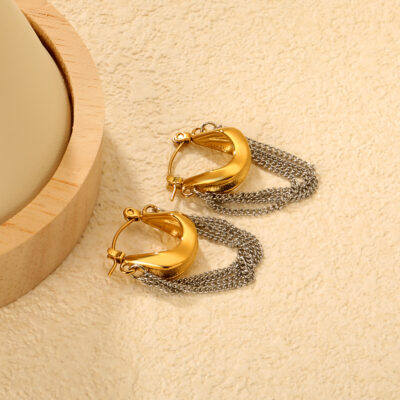 Gold & Silver Chain Hoop Earrings