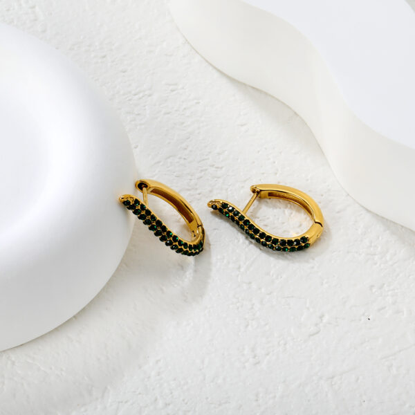 Green Stone Hoop Earrings