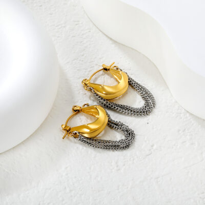 Gold & Silver Chain Hoop Earrings