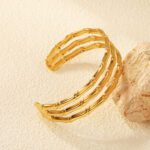 Triple Row Bamboo Cuff Bangle
