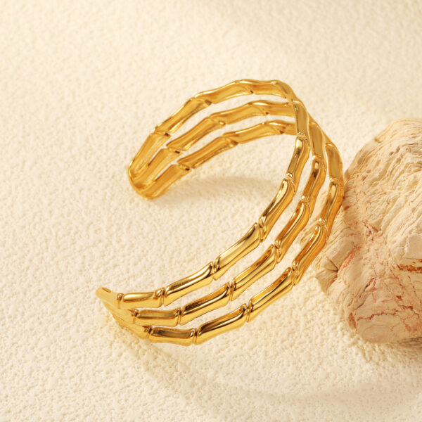 Axora Triple Row Bamboo Cuff Bracelet Triple Row Bamboo Cuff Bracelet