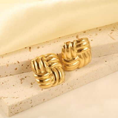 Woven Knot Stud Earrings