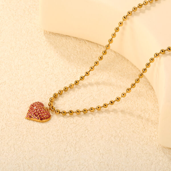 Gold Pink Pavé Heart Pendant Necklace