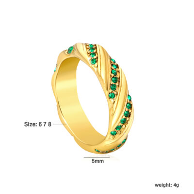 Green Stone Double Band Ring