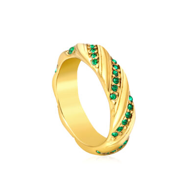 Green Stone Double Band Ring