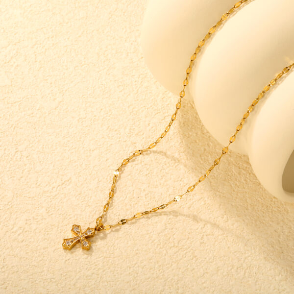 Gold Crystal Cross Necklace