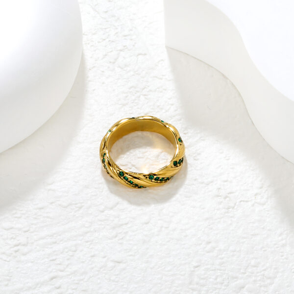 Green Stone Double Band Ring