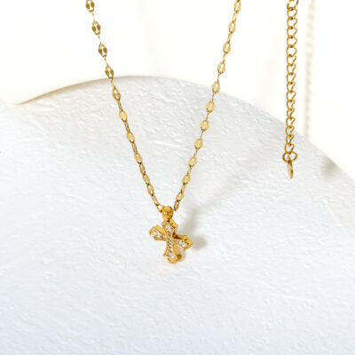 Gold Crystal Cross Necklace