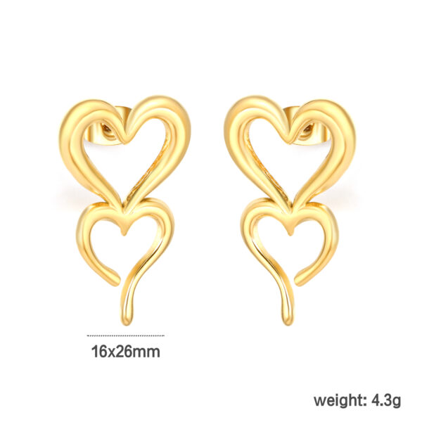 Double Heart Drop Earrings