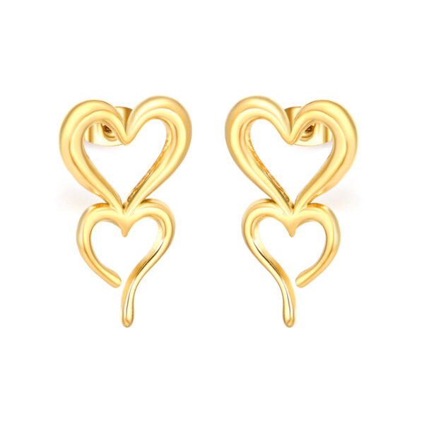 Double Heart Drop Earrings