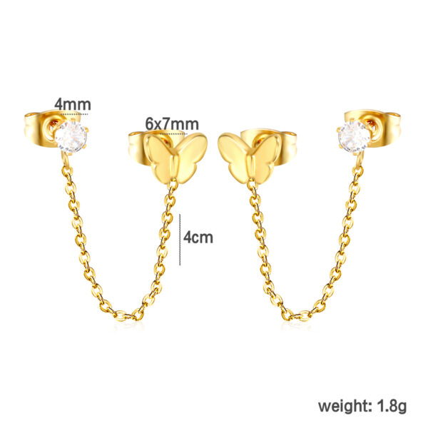Butterfly Chain Stud Earrings