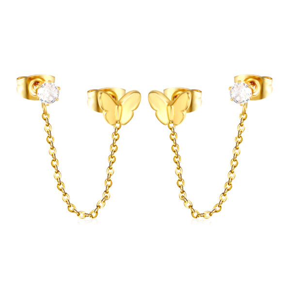 Butterfly Chain Stud Earrings