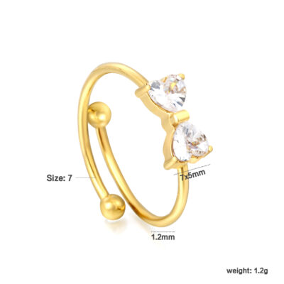 Double Heart Open Ring