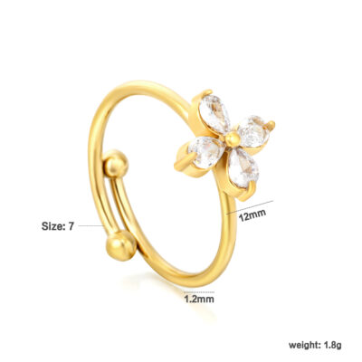 Flower Crystal Open Ring