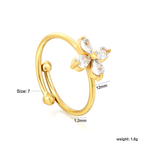 Flower Crystal Open Ring