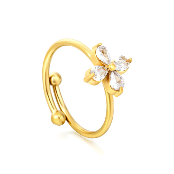 Flower Crystal Open Ring