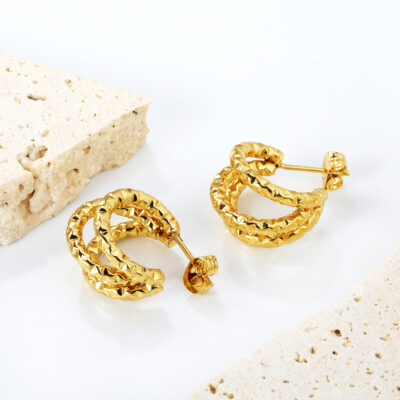 Textured Open Hoop Earrings