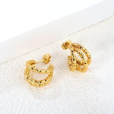 Textured Open Hoop Earrings